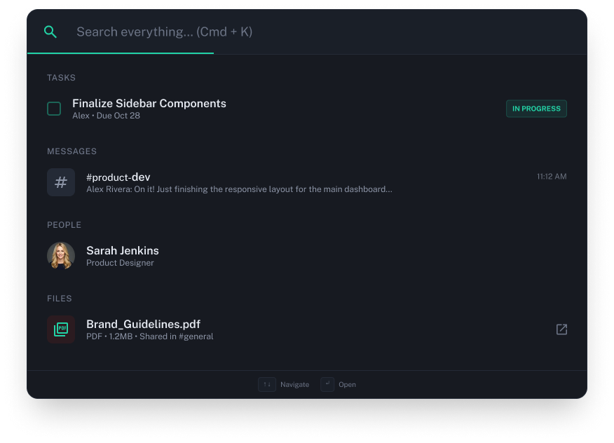 Universal Command Search Screen Showcase 1